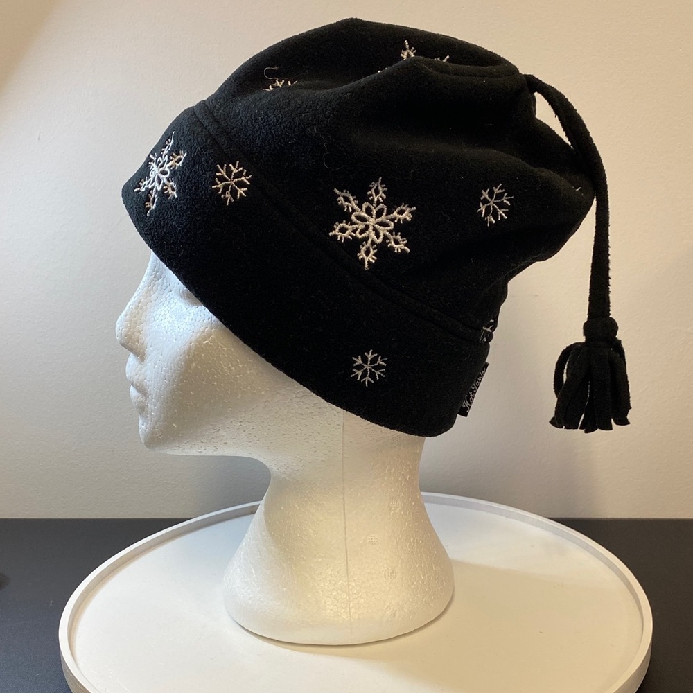 4 for $25 - Hot Paws Snowflake Embroidered Women's Fleece Beanie Hat with Tassel